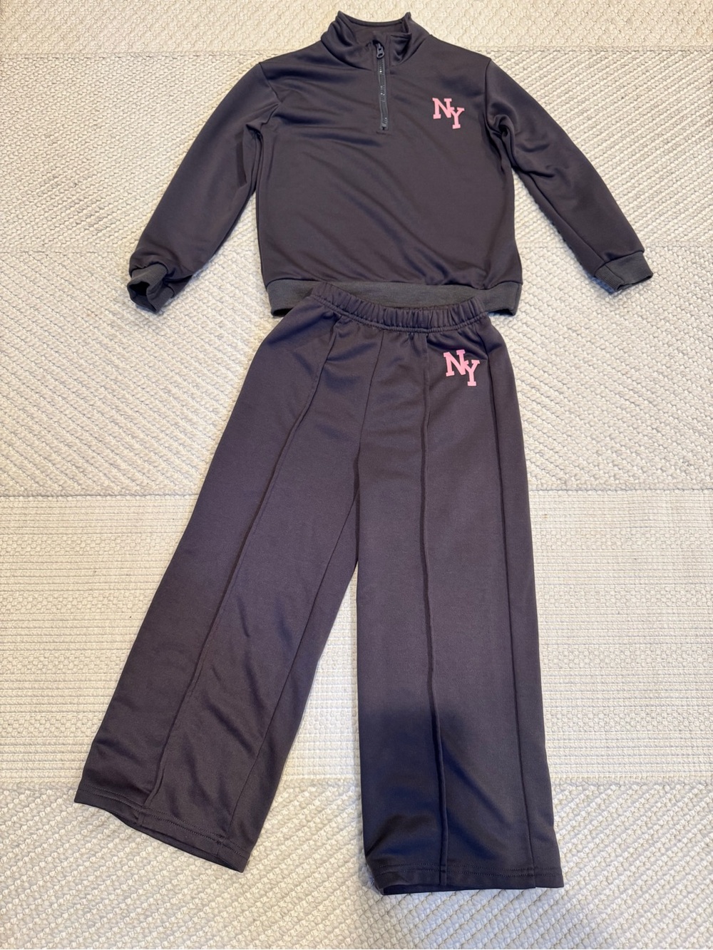Black Two-Piece NY Lounge Set with Pink Logo